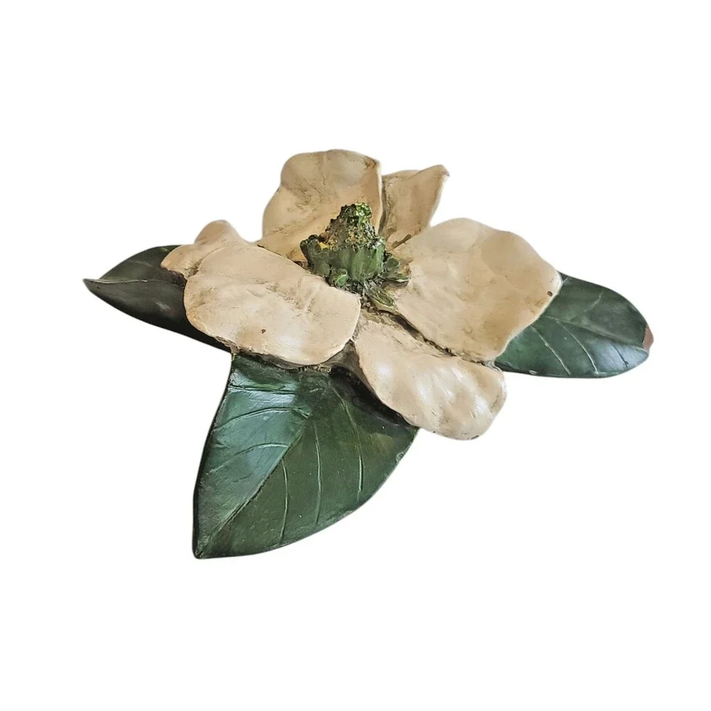 Vintage Ceramic Magnolia Flower Centerpiece Hand Painted 1970's